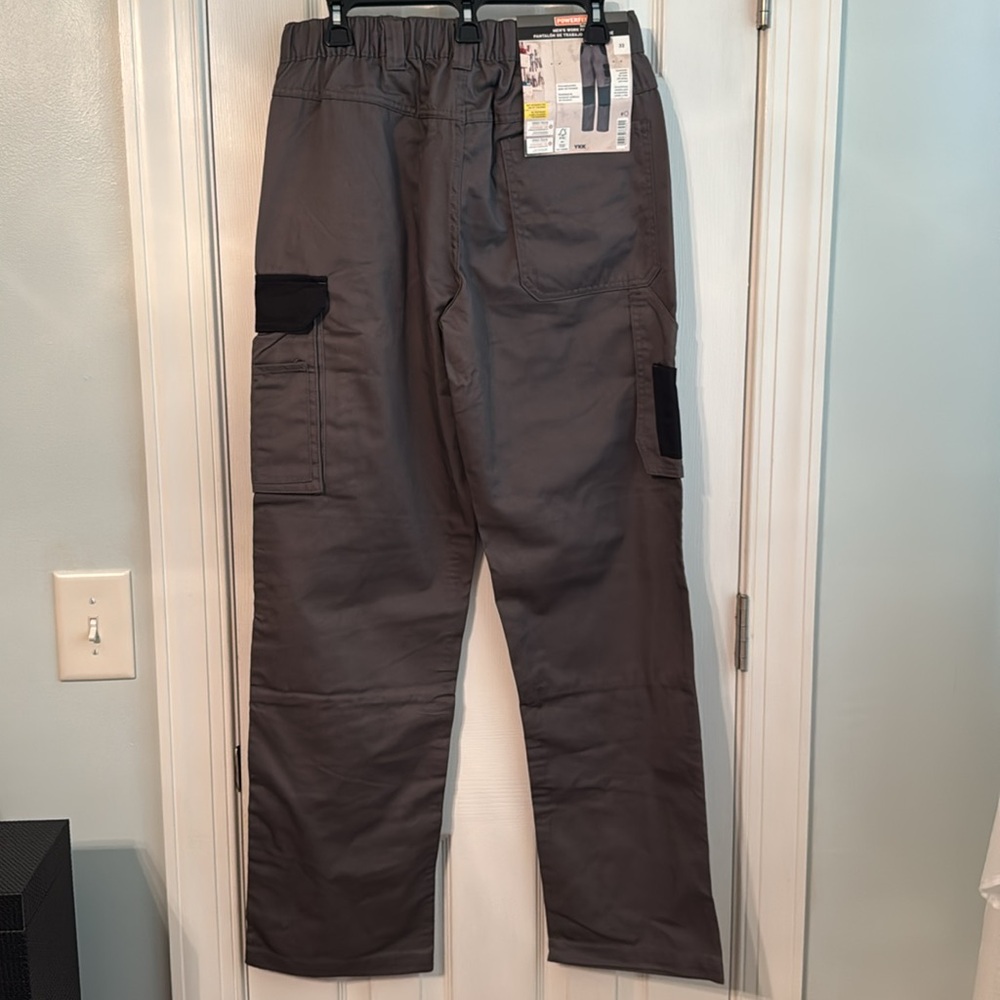 NWT Powerfix Men's Size 32 Gray Work Cargo Pants with Black Reinforced Panels - Picture 6 of 11